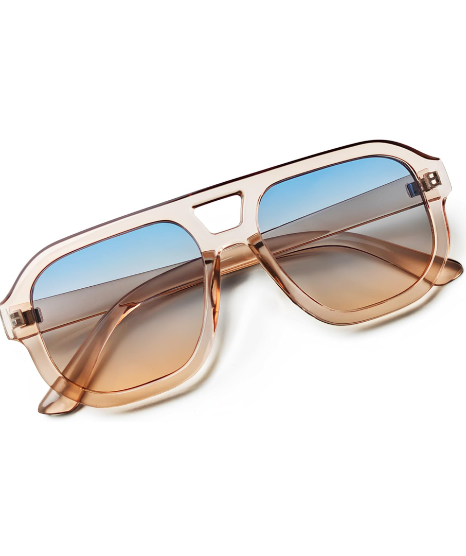 livho Trendy Polarized Square Aviator Sunglasses Women Men Square Eyewear Frame, Retro Sun Glasses for Women Men 2025 Shades
