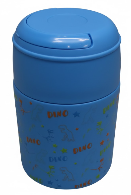 17oz Soup Thermo for Hot Food Kids Insulated Vacuum Food Jar with Stainless Steel Spoon Wide Mouth Thermo Leakproof Lunch Food Container Kids Hot Lunch Box (Blue-Dinasour)
