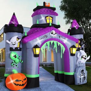 ZPISF Halloween Inflatables Giant 12.5 FT Haunted House Castle Archway Outdoor Decorations, Large Halloween Arch Blow Up Yard Decorations for Front Lawn Garden Decor