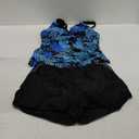 Arolina 2025 Women's Tankini Swimsuits with Pockets Tummy Control Two Piece Bathing Suits with Boy Shorts (Large, Black Blue Leaves)