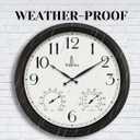 24 inch Outdoor Clocks for Patio Large Waterproof with Thermometer - Black Outdoor Wall Clock with Temperature and Humidity Combo - Weatherproof, Accurate & Easy to Read for Pool, Garden & Home Decor