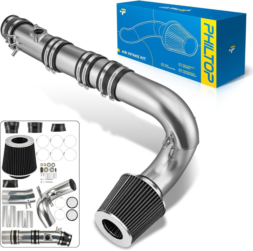 PHILTOP 3.5" Cold Air Intake Kit for 2004-2011 Mazda R-X-8, Black | with MAF Sensor Bung, Washable Air Filter, Improved HP