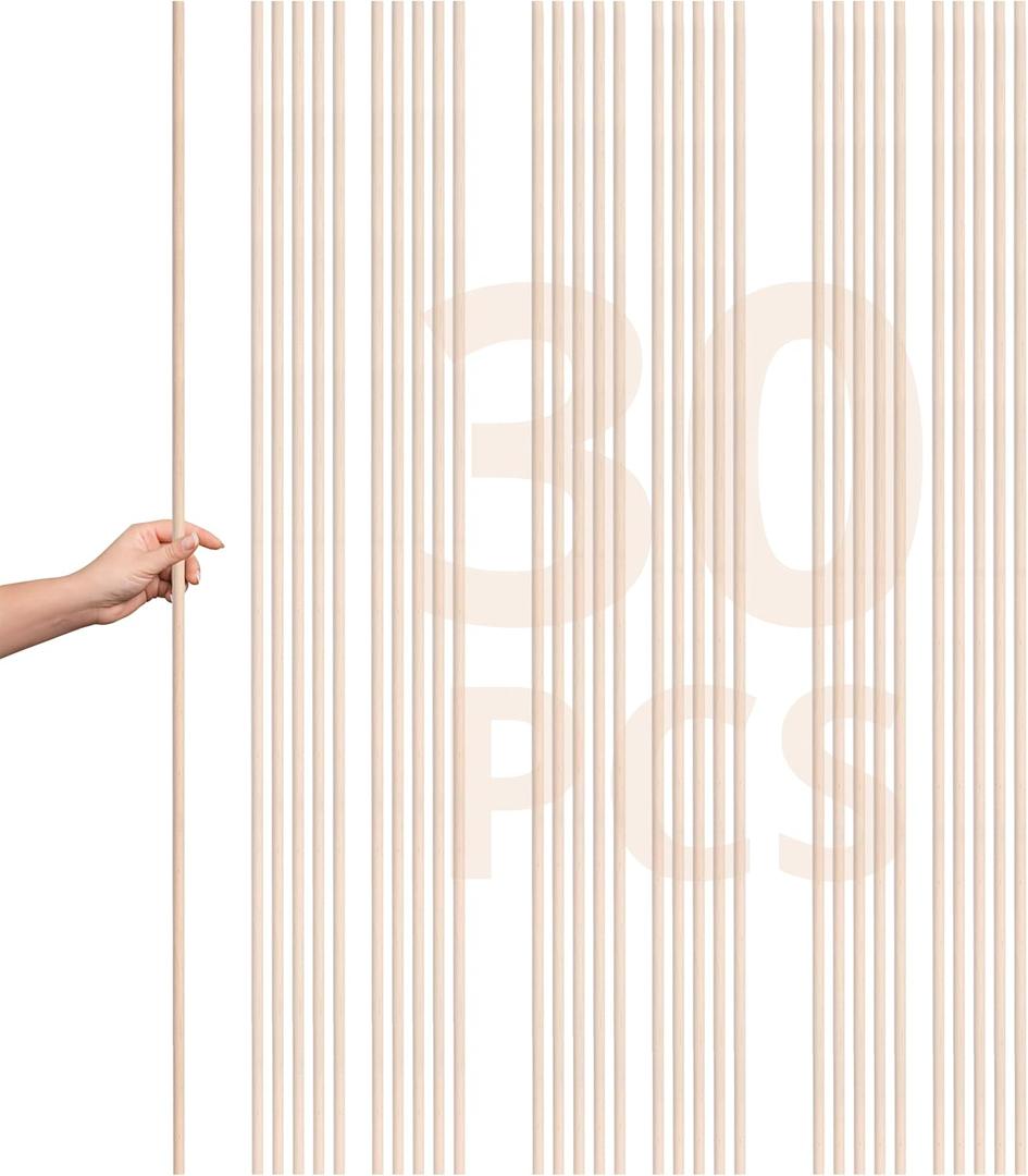 30PCS Bamboo Dowel Rods for Crafts – 3/8 x 36 Inch Dowel Rods Unfinished Wooden Sticks for Crafting Bamboo Long Sticks for DIY Projects