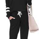 RUBZOOF Two Piece Outfits for Women Track Suits Sets Jogging 2 Piece Sweat Suits Black XL