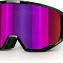 EXP VISION Ski/Snowboard Goggles for Men Women, OTG Snow Goggles Anti Fog UV Protection (Black Frame Burgundy)