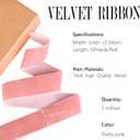 Pink Velvet Ribbon 1'' 50 Yards Velvet Fabric Vintage Ribbon for Christmas Tree, Gift Wrapping, Flower Bouquet, Wreath Decorations, Bow Making (Pink, 1"-50 Yard)