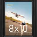 8x10 Picture Frame, Table Top or Wall Mount for 8x10 Picture & Real Glass, Vintage Frames, Black Woodgrain, 1 Pack