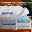 Full Size Dual Layer 4 Inch Memory Foam Mattress Topper, 2 Inch Gel Infused Memory Foam and 2 Inch Down Alternative Pillow Top Mattress Pad Cover, Medium Support for Back Pain & Side Sleep