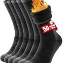 Merino Wool Hiking Crew Socks for Men & Women, Thermal Socks, Cushioned Anti-Blister, Breathable 3 Pairs (Large, Black)