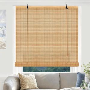 Bamboo Blinds for Interior Windows 36 Wide - Light Filtering Bamboo Roller Shades Natural Roman Shade, 72L Roll Up Blind for Windows, Easy to Install for Door, Patio, Bedroom