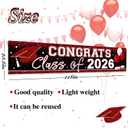 Large Congrats Class of 2026 Banner Red Backdrop Graduation 2026 Yard Sign for Graduation Party Supplies Graduation Decorations 2026(Red)