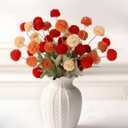 Faux Silk Mums Artificial Flowers for Vase, 8Pcs Fake Kiku Small Mini Chrysanthemum Pom Pom Stems for DIY Bouquets Centerpieces Vase Home Decorations Floral Arrangement(Red,Burnt Orange,Peach)