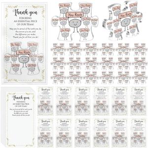 10 Sets Inspirational You Rock Gifts for Coworkers End of Year Teacher Appreciation Gifts Bulk for Team Employee Staff Acrylic Puzzle Piece Plaque Desk Decor with Thank You Card OPP Bag