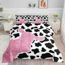 Comforter Set 3pcs for Boys Girls Cows Printed Bedding Comforter Set,Duvet for All Seasons(Cows Full)