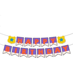 Cartoon Orange Purple Happy Birthday Banner, Pre-Strung Cardstock Birthday Garland with Adjustable Spacing Cute Kids Party Backdrop Decorations & Hanging Supplies
