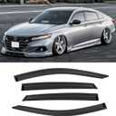 Rain Guards for 2018-2023 Honda Accord Sedan, Out-Channel Window Visor Shields Vent Deflector Shade Wind Dark Smoke 2019 2020 2021 2022 18 19 20 21 22 23, Tape-On Outside-Mount, 4PCS