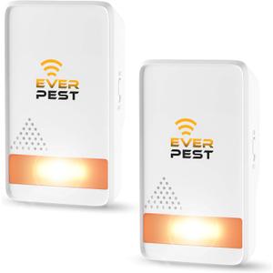 Ultrasonic Pest Control Repeller Plug in 2 Pack Repellent - Get Rid of Mosquito, Mice, Cockroach Spider Bed Bug Squirrel Fly Wasp Ant Mice Indoor, Outdoor, Patio Home Roach Infestation