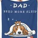 Dad Son Daughter Gift Blanket, Funny Cozy Dog Dad Blue Throw Blanket for Fathers Day, Christmas, 50"X60"