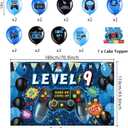 Vlipoeasn 9th Birthday Decorations for Boys, Blue Video Game Level 9 Banner Backdrop Honeycomb Centerpieces Hanging Swirls for 9th Birthday Party, Gamer 9 Years Old Party Supplies