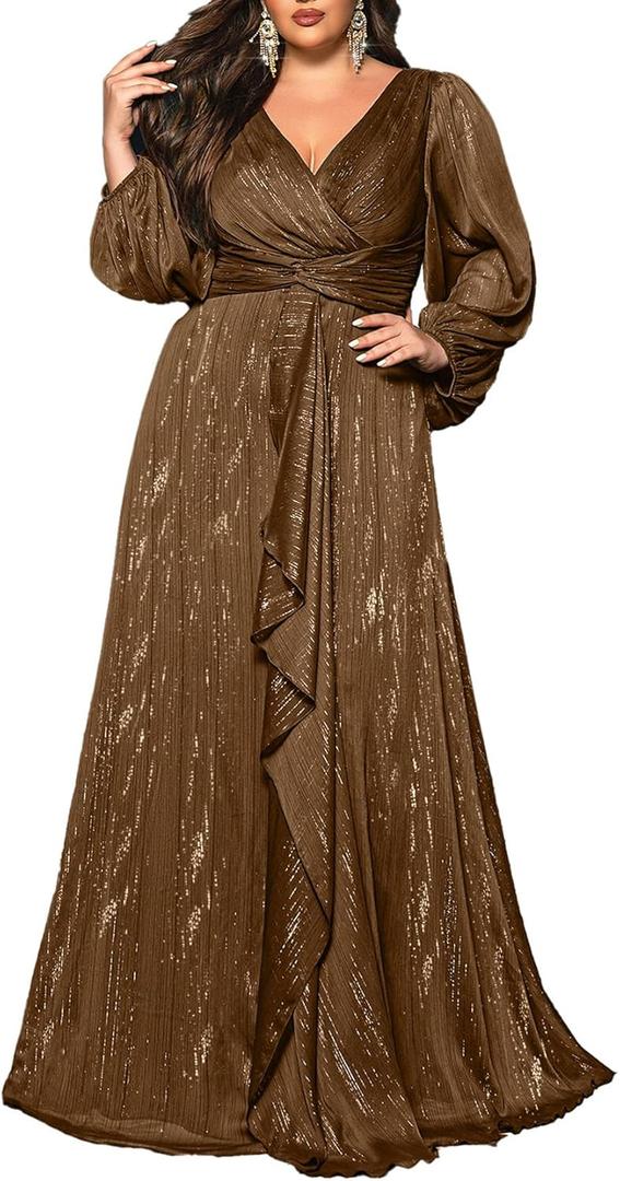 Plus Size Bridesmaid Dress Elegant Chiffon Long Formal Wedding Guest Cocktail Dresses for Party Cocktail Gown,2XL