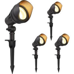 DEWENWILS LED Low Voltage Landscape Lights, 14W 540LM 3000K 12V Aluminum Outdoor Spotlight, IP65 Waterproof Landscape Lighting for Yard, Garden, House, Tree, Lawn, 4 Pack
