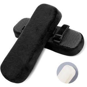 ZNCMRR 2 Pack Office Chair Armrest Pads Covers with Memory Foam Elbow Pillow for Forearm Pressure Relief, Black Arm Rest Covers for Office Chairs, Wheelchair, Comfy Gaming Chair(Black)