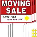 Moving Sale Signs (3 Pack), 17" x 13" Large Double-Sided Yard Signs with Metal Stakes, Estate & Property Sale Directional Arrows, Weather-Proof