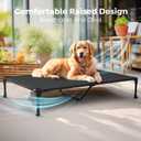Veehoo Outdoor Elevated Dog Bed Large Sized Dogs, XXL Cooling Raised Dog Cots Beds Training Platform Off Ground Hammock with Breathable Mesh, No-Slip Feet, 59"x37.5", Black