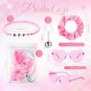 Geiserailie 60 Pcs Kpop Party Favors Popular Singer Supplies Friendship Bracelets Disco Keychain Sunglasses Holographic Scrunchie Set Bags 12 Set Friendship Gifts for Kpop Fans Women(Pink)