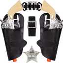 Art Creativity Cowboy Toy Gun Holster and Belt 9 Piece Set for Kids. 2 Toy Pistols, 1 Sheriff Badge, 2 Gun Holsters, and 3 Play Bullets, 1 Adjustable Belt, Old Western Action Belt for Sheriff