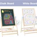 QZMTOY Kids Art Easel, Deluxe Standing Easel Set, Adjustable Art Table, Dry Erase Board&Chalkboard Double Sided Stand, 360Rotating Drawing Easels with Art Supplies, Adjust Height 28-39in, Medium