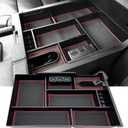 JOJOMARK Compatible with Toyota Tundra Accessories Center Console Tray Organizer for Tundra 2014-2020 2021 Insert ABS Armrest Box Secondary Storage (Red)