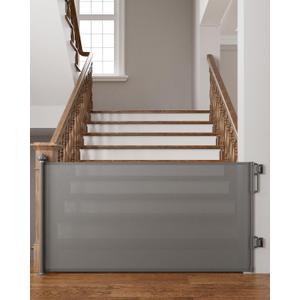 Cumbor 76" Wide Long Retractable Baby Gates for Stairs, Mesh Dog Gate for the House, 34" Tall Extra Wide Pet Gate for Dogs, Child Safety Gates for Doorways, Hallways, Indoor/Outdoor(Gray)