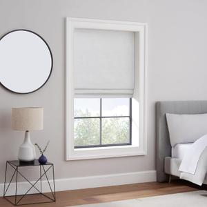 Eclipse Rozel 100% Blackout Window Roman Shade, 35 in Wide x 64 in Long, Cordless, Thermal and Noise Reducing Interior Shade Window Treatment for Home Privacy & Energy-Efficiency, White