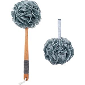 AmazerBath Shower Sponge Loofah Back Scrubber, PE Soft Mesh Loofah Body Scrubber with Long Wooden Handle, Bath Sponge for Men Women (Gray) AmazerBath Shower Sponge Loofah Back Scrubber, PE Soft Mesh Loofah Body Scrubber with Long Wooden Handle, Bath Sponge for Men Women (Gray)
