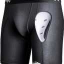 COOLOMG Mens Compression Shorts with Cup Athletic Baseball Underwear for Football MMA Lacrosse Field Hockey (Medium, Black)