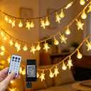 50 Stars & 50 Globes String Lights for Wedding, Party, Holiday Decor - 100 LED, 49.2ft, Remote Control, 8 Modes, IP44 Waterproof, Linkable Plug in Lights for Indoor Outdoor, Backyard, Celebration