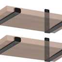 4 Pack - 9.25" L x 6" H x 1.5" W J Lip Shelf Brackets Rustic Farmhouse Iron Wall Floating Shelf Bracket Metal Shelf Bracket Industrial Shelf Supports with Screws Black