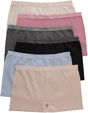 Hanes Women's Seamless Underwear Pack, Comfort Flex Fit Bikini Boyshort or Thong Panties, 6-Pack, Size L