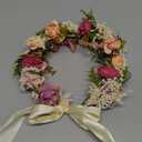 Rose Flower Crown Boho Flower Headband Hair Wreath Floral Halo Headpiece with Ribbon Wedding Party Rosy (1)