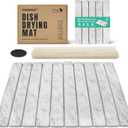 Stone Dish Drying Mat Collapsible Diatomaceous Earth Absorbent Mat Quick Dish Drying Pad Dish Rack Pad Match Any Counterto Multiple Usage for Kitchen,Bathroom (Light-Gray Frosted Pattern, 24"L x 16"W)