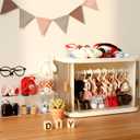 Foldable Doll Wardrobe, Organizer Cabinet with 10 Hangers 3 Storage Box 1 Doll Accessories Display Box & Rod, Doll Clothes Closet for Storing 15/17cm Outfits with Cover & Display Shelf