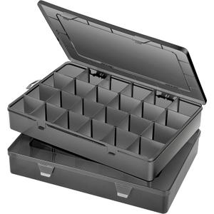 Gbivbe Large 24 Grids Plastic Organizer Box Adjustable Dividers,Clear Storage Box for Jewelry, Art DIY Crafts, Washi Tapes, Beads and Small Parts(Black,2Pack)