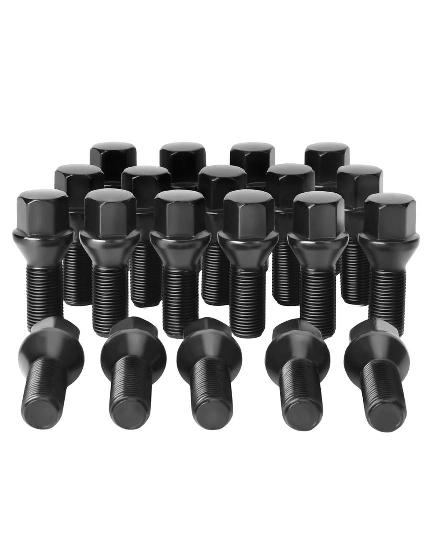 14x1.25 Lug Bolts Fit for BMW 2-Series 3-Series 4-Series 5-Series 6-Series 7-Series X1 X2 X3 X4 X5 X6 M3 M4 M5 M6 i3 i8, M14x1.25 Lug Bolts Black 20PC 28mm Shank Length Conical Seat