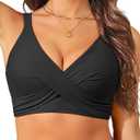 Women Bikini Top Only - Push Up Large Bust Swimsuit Top 2025 Twist Front Bathing Suit (Black, Large)