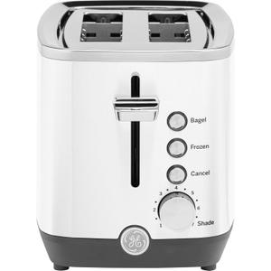 GE 2 Slice Toaster, Extra Wide Slots for Toasting Bagels, Breads, Waffles & More, 7 Adjustable Shade Settings, Removable Crumb Tray, Countertop Kitchen Essentials, 850 Watts, White