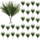 RAINFLOW Artificial Green Pine Needles Branches - 30PCS Artificial Pine Branches for Decoration Christmas Decorations Small Christmas Tree Decorations Greenery Stems Twigs for Crafts 4.7IN