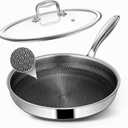 Non Stick Frying Pans, 10-inch with Lid, Hybrid Frying Pans Nonstick Stainless Steel Skillets, Dishwasher & Oven-Safe, Stay-Cool Handle, PFOA Free Cookware, Compatible with All Cooktops