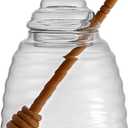 16.9 Oz Honey Pot with Dipper, Glass Honey Jar and Dipper Set, Honey Dispenser, Beehive Honey Pot for Store Honey and Syrup(wooden stick)