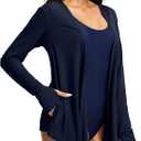 Women's UPF 50+ Sun Shirt Long Sleeve UV Sun Protection Shirts Lightweight Cardigan for Women with Pockets SPF Swim Cover Up (Blue, XL)